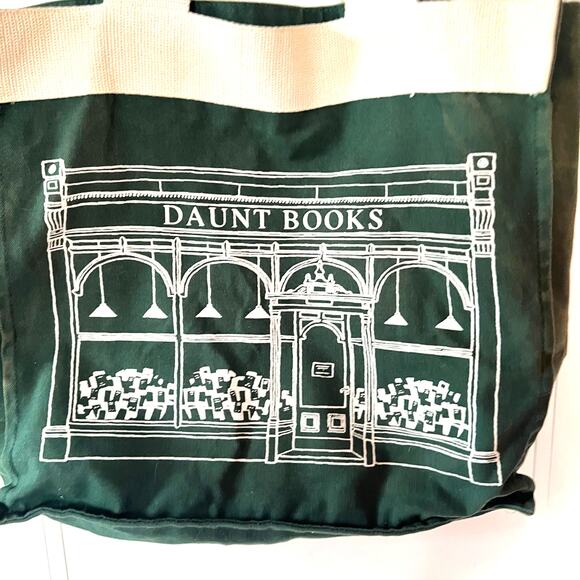 Daunt Books London Canvas Tote Green and Cream - Picture 3 of 7